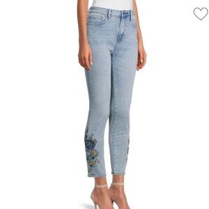 Driftwood Jackie High Rise Skinny Jeans Floral Embroidered Y2K 90’s Size 24